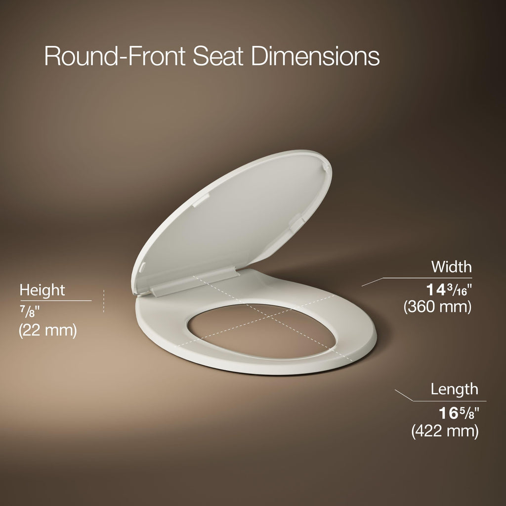 KOHLER K-4775-0 Brevia Round Toilet Seat with Quick-Release Hinges And Quick-Attach Hardware For Easy Clean, White