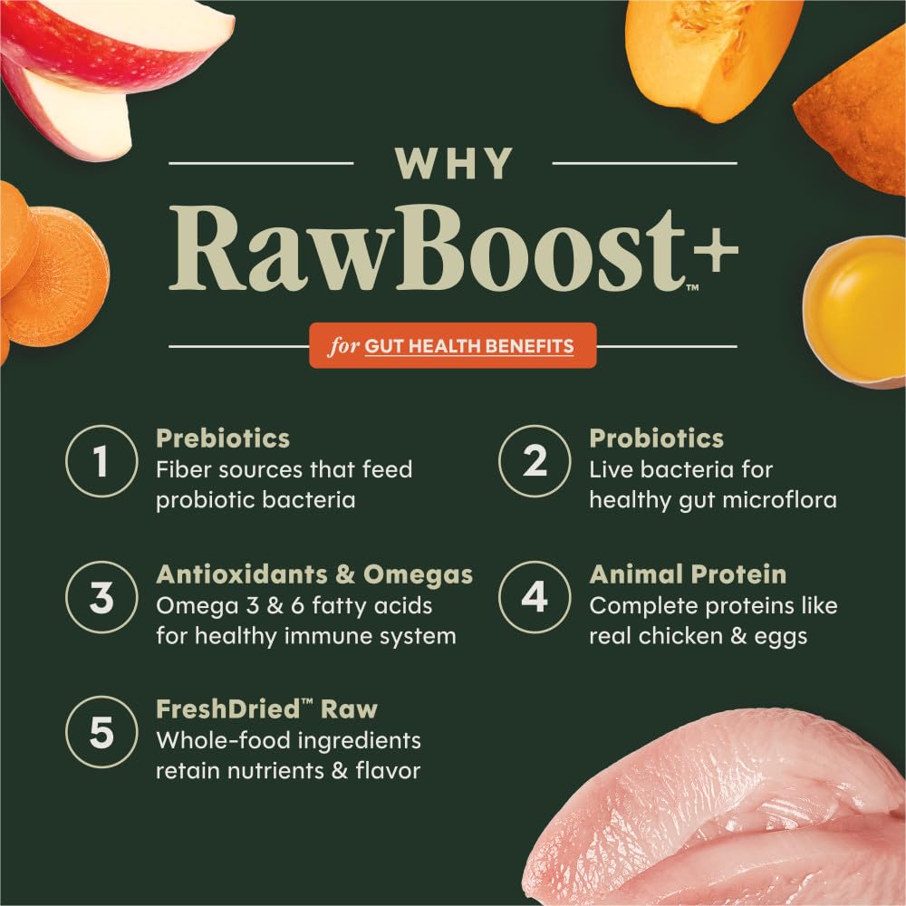Instinct RawBoost Gut Health, Natural Dry Dog Food with Freeze-Dried Pieces, High Protein, Grain-Free Recipe - Real Chicken, 3.5 lb. Bag