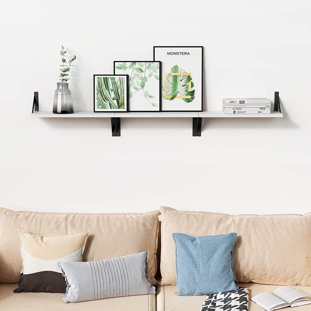 Forbena 12 Inch Deep Floating Shelves for Wall, Wide Black Wall Mounted Shelves for Bedroom Office Books Plants, Large Hanging Shelf for Living Room Bathroom Kitchen Closet Pantry Storage (3-Pack)