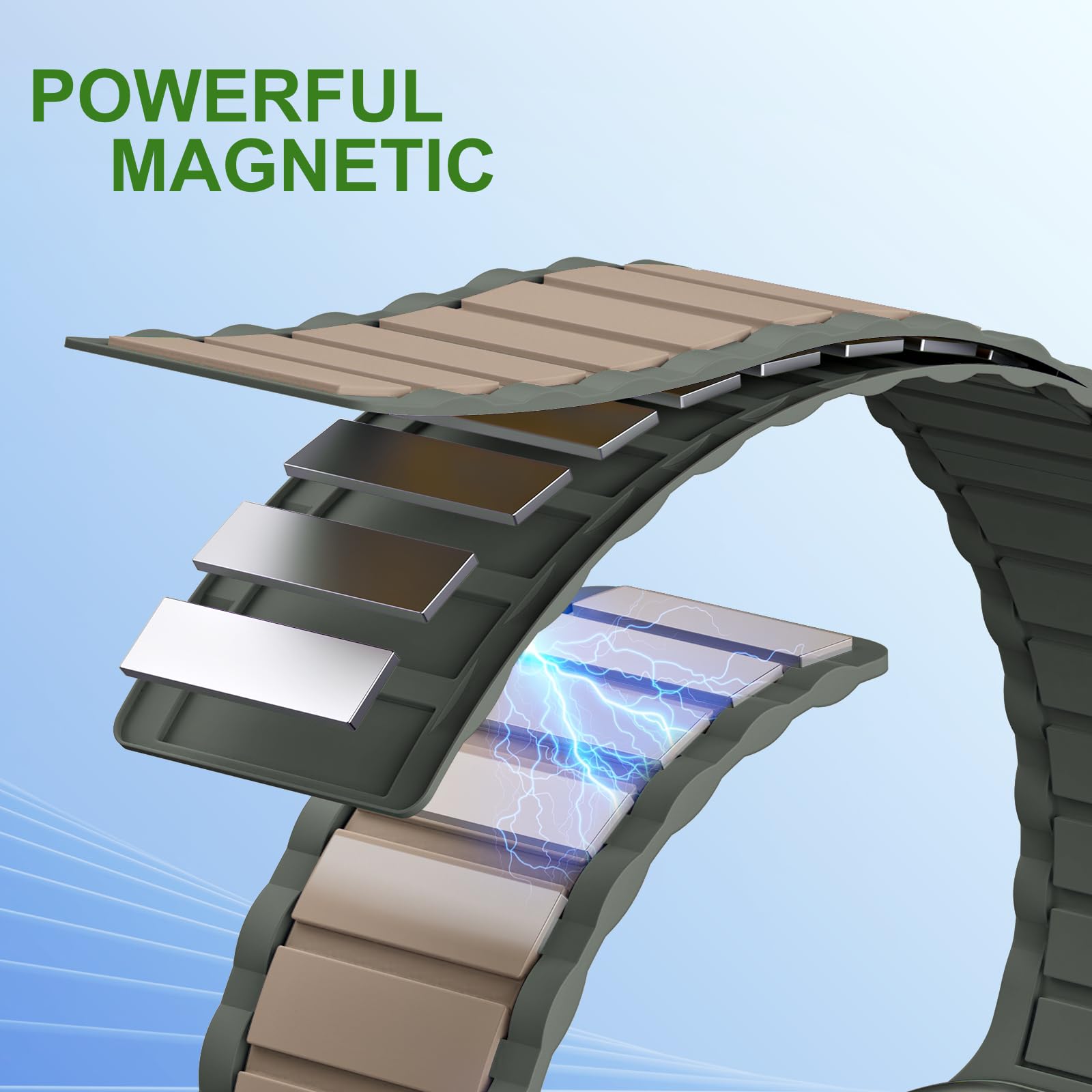 THWALK Magnetic Link Solo Loop Sport Silicone Bands Compatible with Apple Watch Ultra 3/2/1 49mm, Series 11/10 46/42mm, 9/8/7 45/41mm, SE 6/5/4 44/40mm, 3/2/1 42/38mm for Women Men