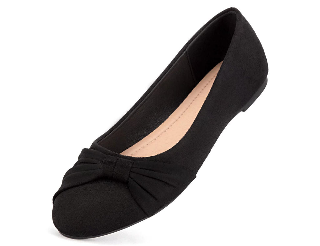 MaxMuxun Women's Flats Shoes Faux Suede Round Toe Ballet Dressy Flats Comfortable Slip On Walking Shoes