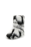 IXU Women's Faux Fur Boot Furry Fluffy Round Toe Suede Snow Winter Women Boots Comfy Plush Warm Short Outdoor Indoor Flat Shoes Mid-Calf Boots