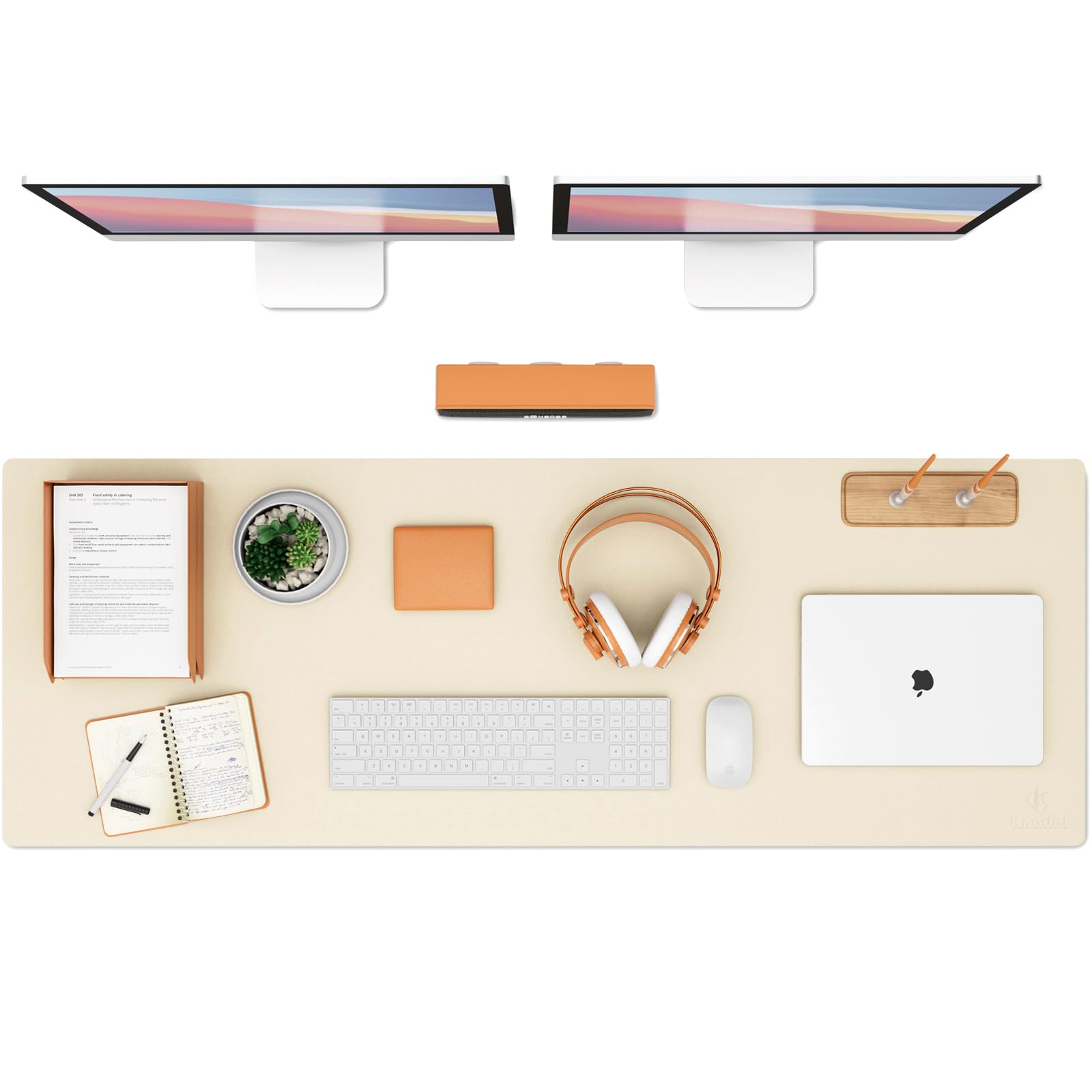 K KNODEL Small Office Leather Desk Mat, Mouse and Keyboard Pad, Computer and Laptop Mat, Desktop Protector and Cover, Writing Pad and Blotter (23.6"x13.8", Black)
