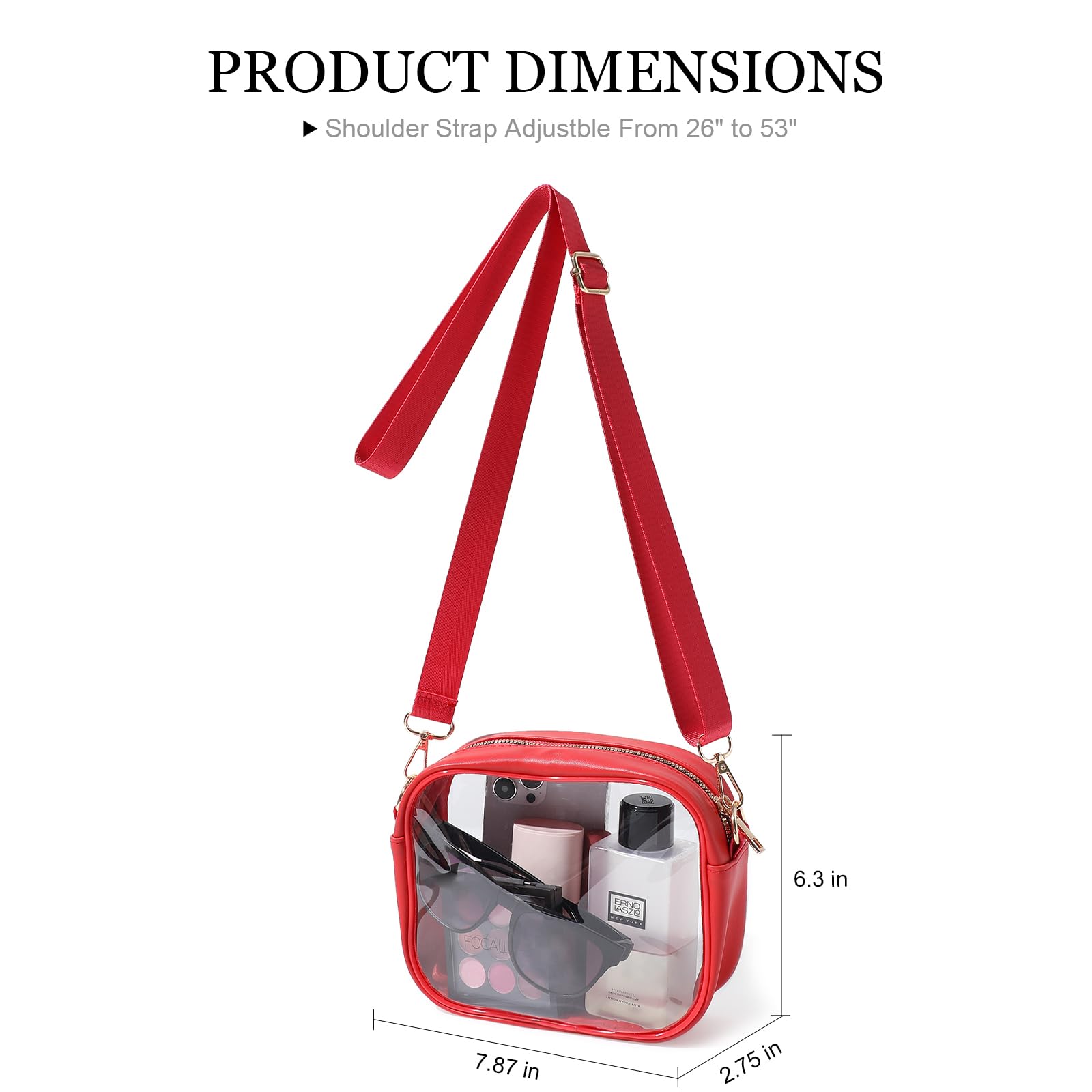 TOBVZOO Clear Bag Stadium Approved, Crossbody Transparent Bag for Concerts Sports Events, Purses for Men & Women