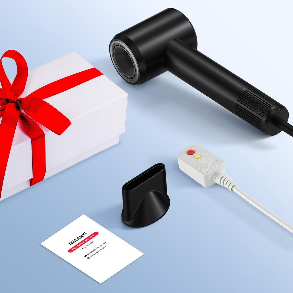 Hair Dryer - 150000 RPM High-Speed Blow Dryer with Negative Ionic Care for Fast Drying. Lightweight, Low Noise Design with 4 Temps/2 Speeds and Magnetic Nozzle (Black)
