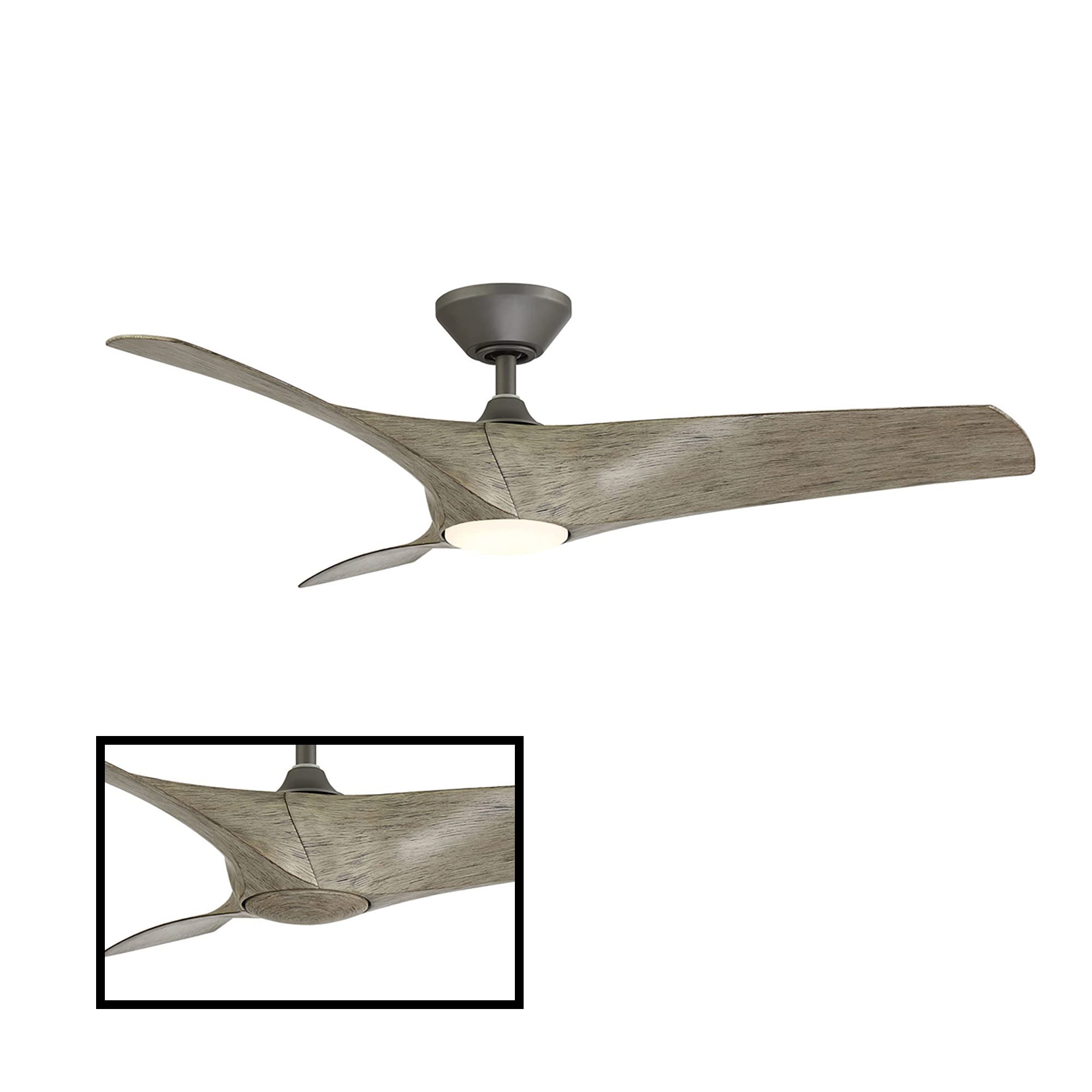 Modern Forms Zephyr Smart Indoor and Outdoor 3-Blade Ceiling Fan 52in Bronze/White Oak with Adjustable CCT 2700K-3000K-4000K-5000K LED Light Kit and Remote Control