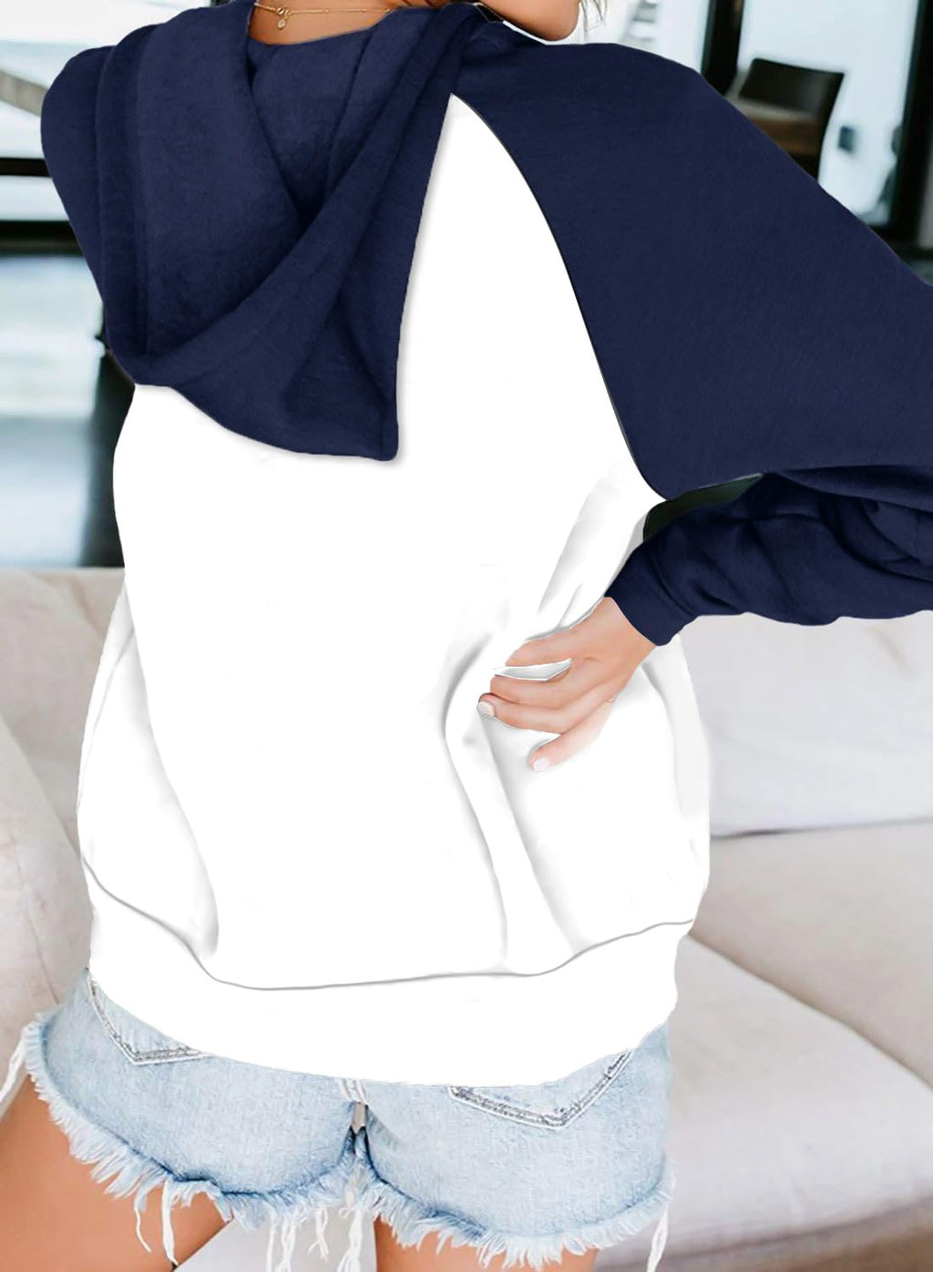 EZBELLE Women's Color Block Zip Up Hoodie Sweatshirt Casual Long Sleeve Jacket Sweater with Pockets