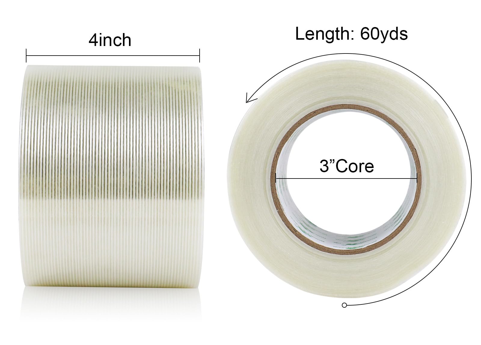 BOMEI PACK Wide Strapping Tape, 4Inch Heavy Duty Reinforced Packing Tape, Fiberglass Filament 60yds 5.5Mil