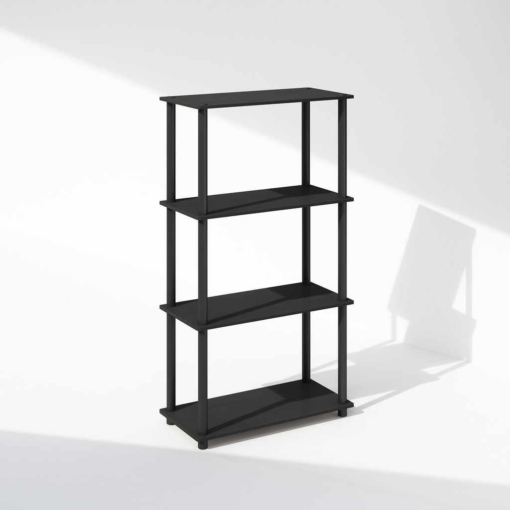 Furinno Turn-N-Tube Book Shelf, 4-Tier Bookshelf, Bookcase with Multipurpose Compact Display Rack, 11.6 x 23.6 x 43.2, for Living Room, Bedroom, Home Office, Americano/Black