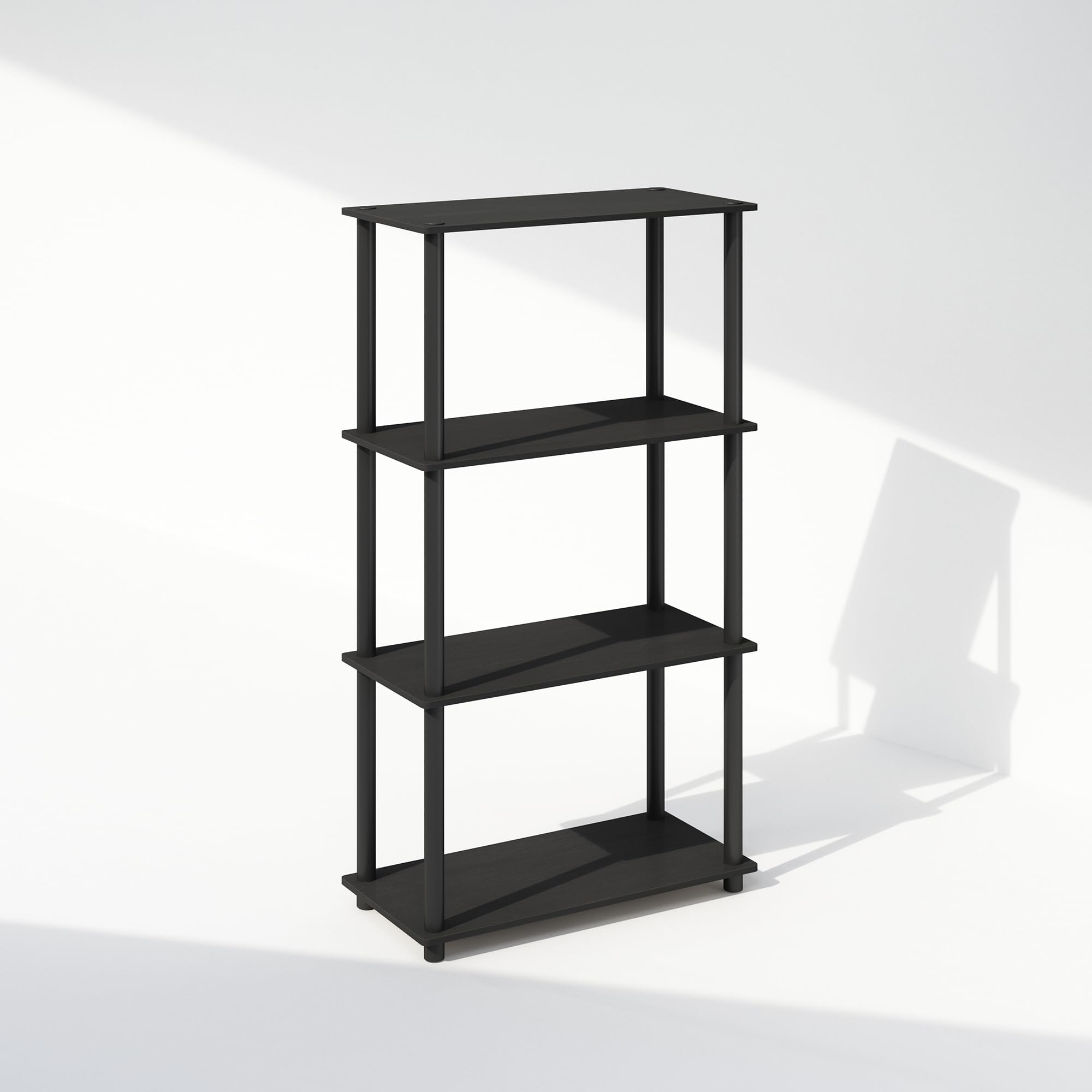 Furinno Turn-N-Tube Book Shelf, 4-Tier Bookshelf, Bookcase with Multipurpose Compact Display Rack, 11.6 x 23.6 x 43.2, for Living Room, Bedroom, Home Office, Americano/Black
