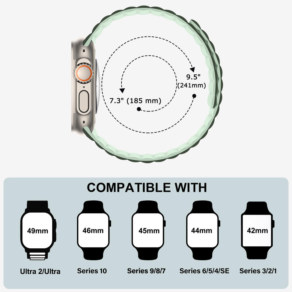 Bisikor Compatible with Apple Watch Band 49 46 45 44 42 41 40 38mm, Double Sided Wearable Silicone Magnetic Strap for iWatch Ultra SE Series 11 10 9 8 7 6 5 4 3 2 1 (38/40/41/42, Beige/Gray)