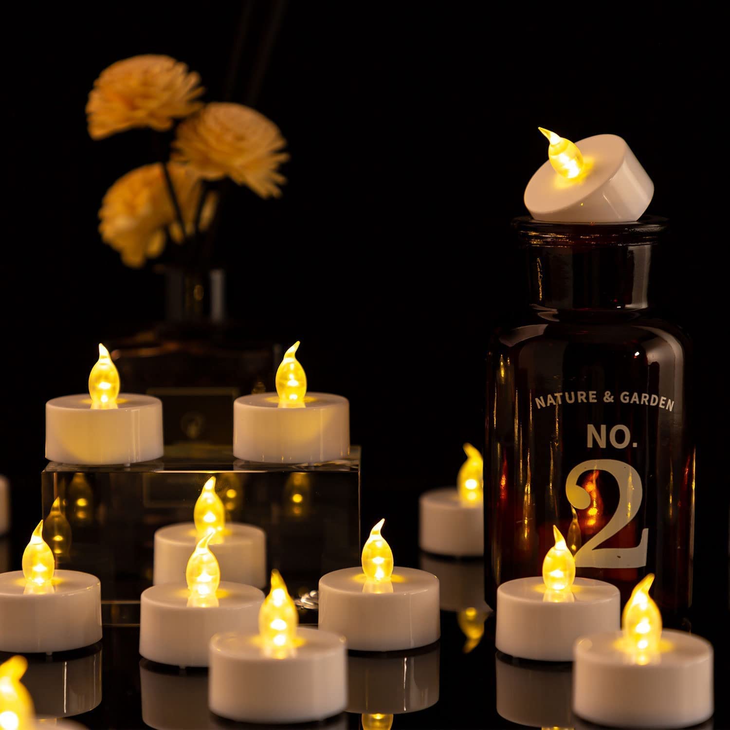 Tea Light Candles with Remote Control,Flickering Flameless LED Candle,Long Lasting 400+Hours,Battery Operated with Timer for Home Decoration Seasonal &Festival Celebration Warmyellow (5pcs)