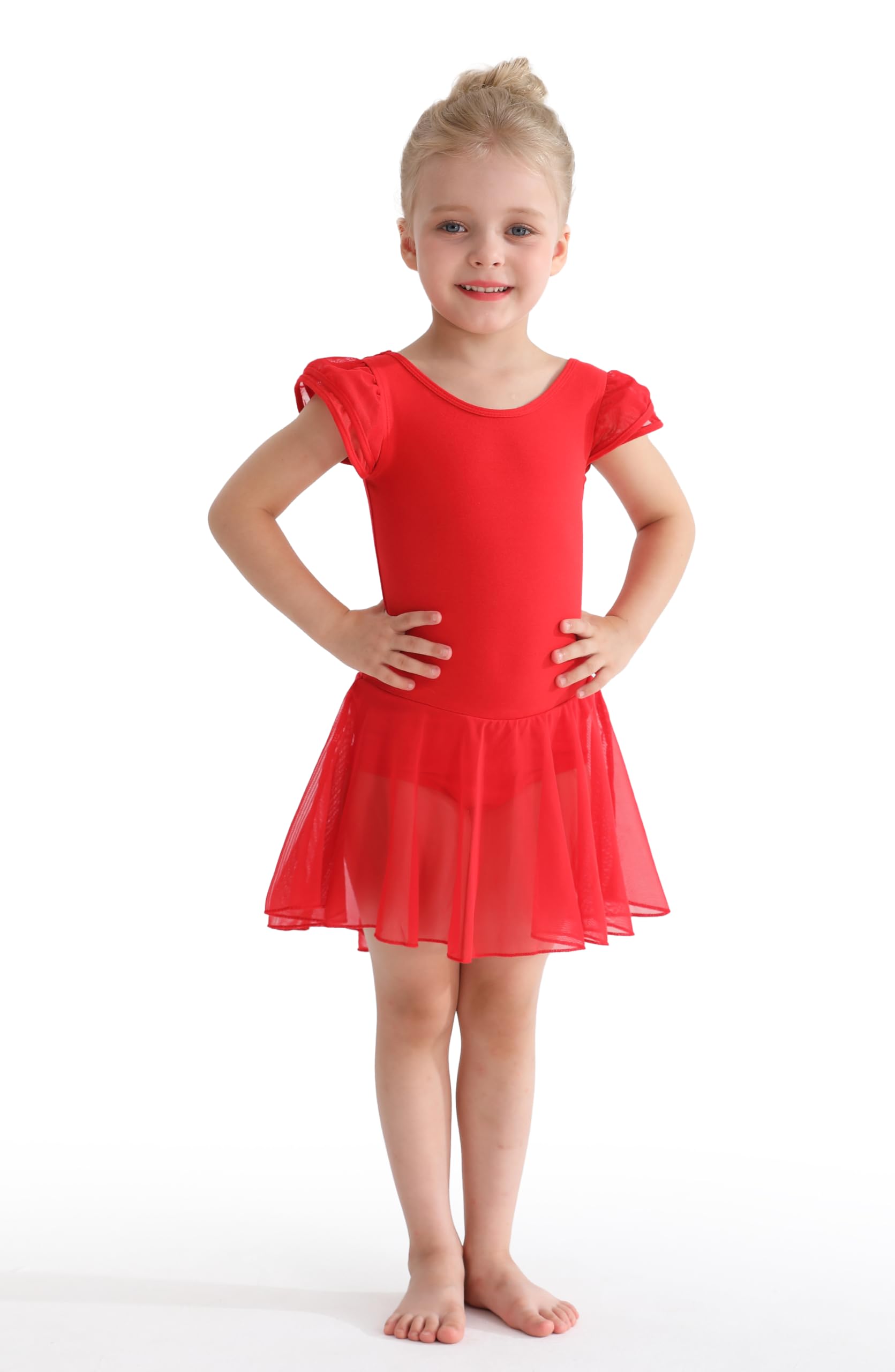 Mecceos Ballet Leotards for Girls Toddler Dance Leotards Short/Long Sleeve Skirt Ballerina Outfits