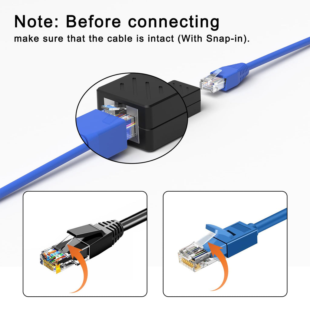ZUZONG IP68 Waterproof RJ45 Coupler Splitter, Waterproof Ethernet Coupler 1 in 2 Out Splitter IP68 Ethernet Outdoor LAN Cable Connector for Cat5/Cat5e/Cat6/Cat7/Cat8 Ethernet Cable (1 Pair Female)