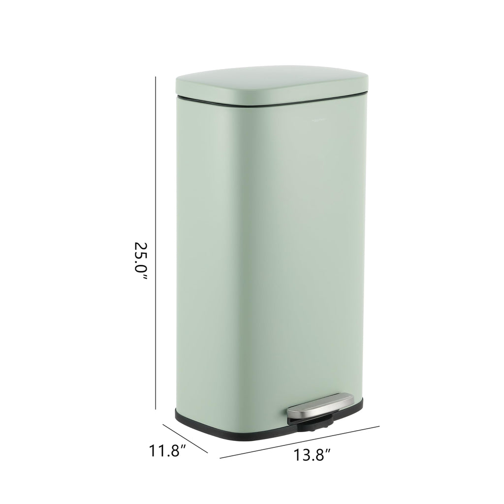 happimess HPM1011B Curtis 8-Gallon Step-Open Trash Can with Soft-Close Lid, Modern, Minimalistic, Fingerprint Proof for Home, Kitchen, Laundry Room, Office, Bedroom, Bathroom, Black