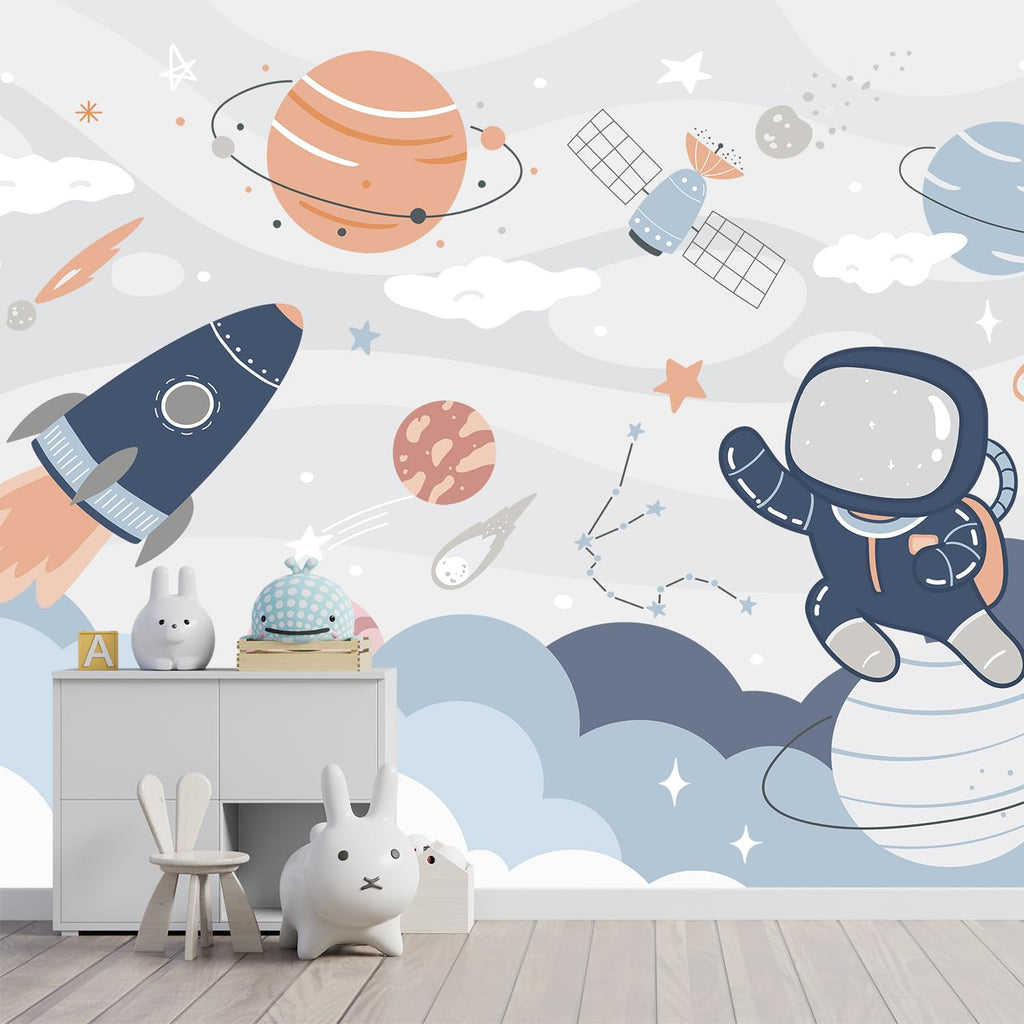 YQWDMX -Nursery Cartoon Woods Hand-Painted Animal Wallpaper Children's Room XT10 S 100" x 65"