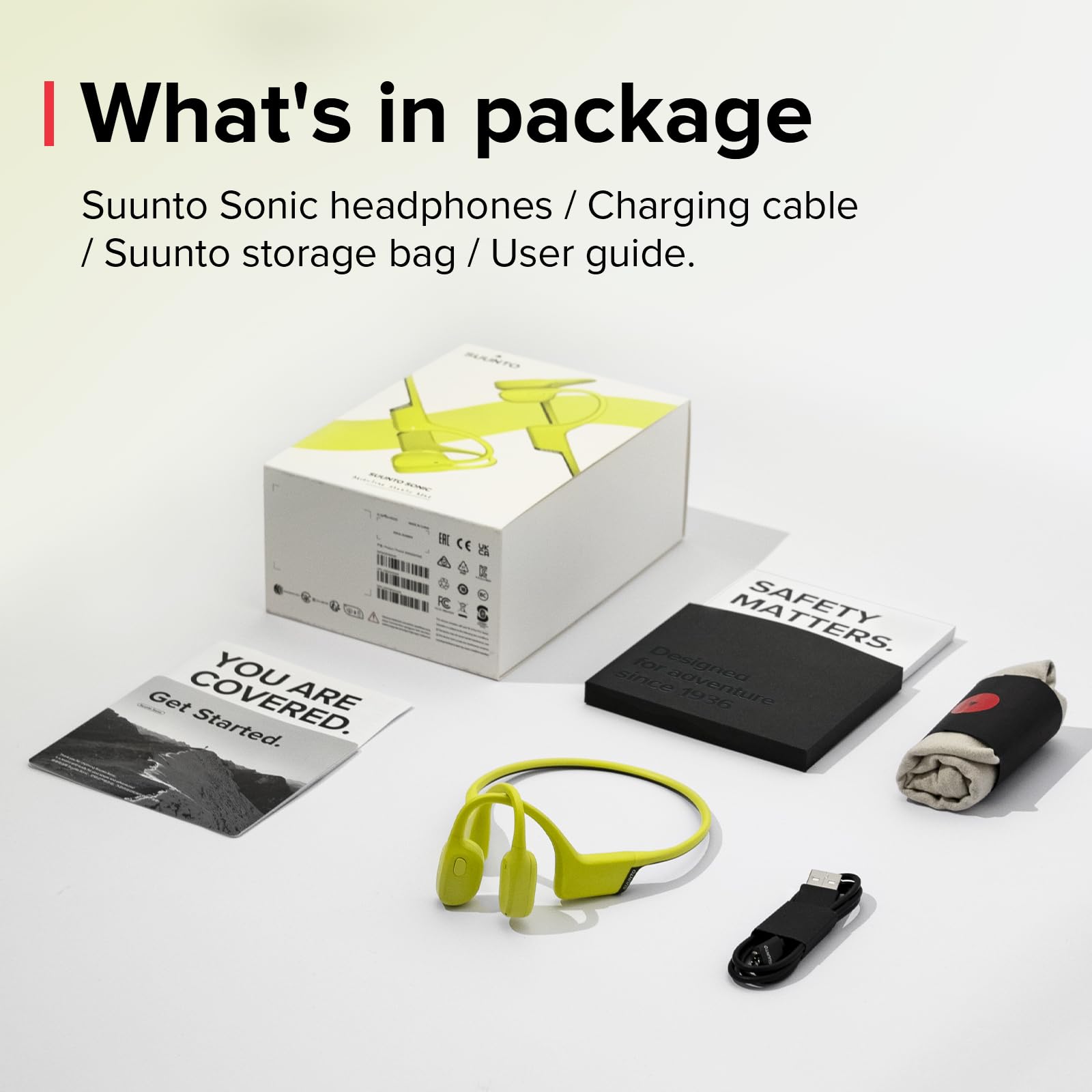 SUUNTO Sonic Open-Ear Bone Conduction Sports Headphone, Bluetooth Wireless Headset w/Enhanced Bass & Multipoint Connection, 10H Playtime w/Fast Charging, Built-in Dual Mics, Waterproof & Lightweight