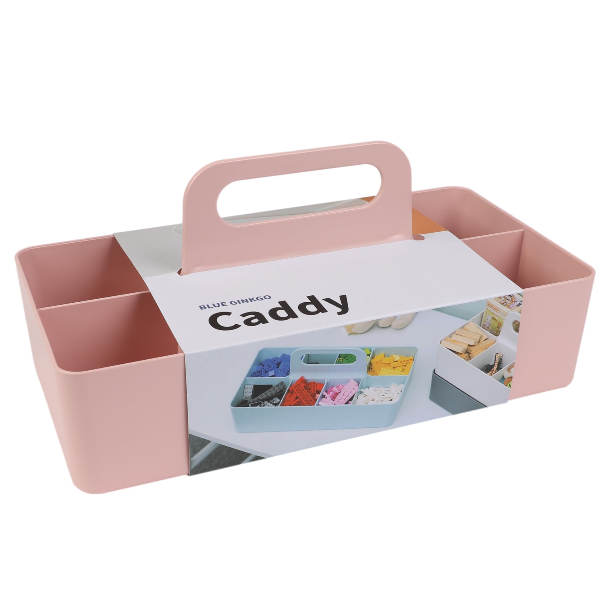 BLUE GINKGO Stackable Organizer Caddy – Korean-Made Portable Tote for Bathroom, Office, Crafts, or School Supplies (Long Rectangle, Blue)