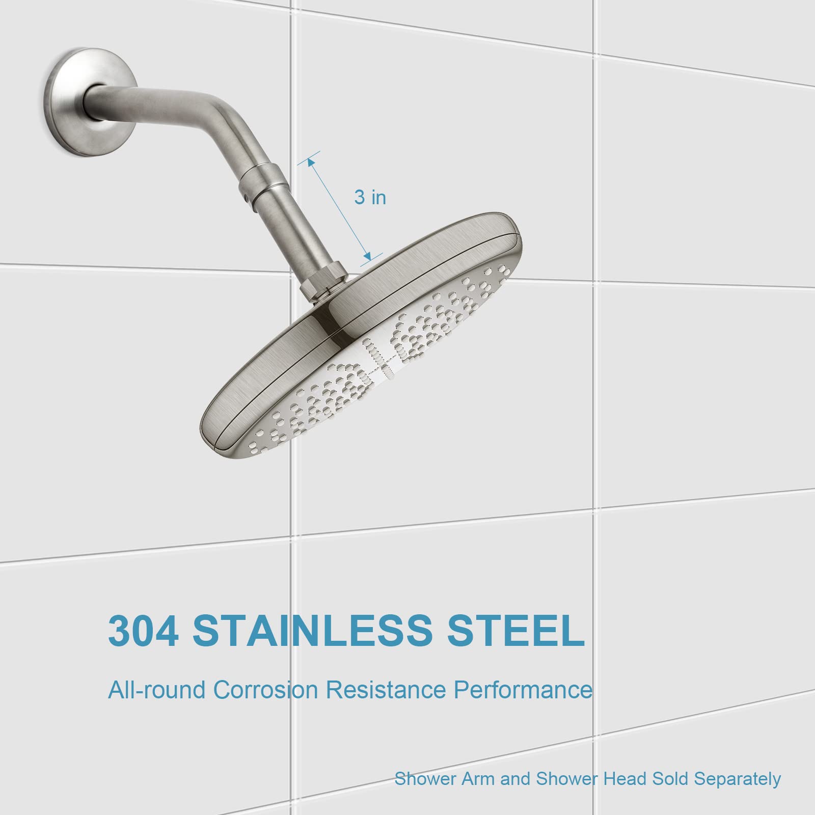 OFFO Shower Head Extension Arm, Shower Arm Extension Shower Head Extender Made of 304 Stainless Steel Shower Pipe Extension, Bright Gold 3 in