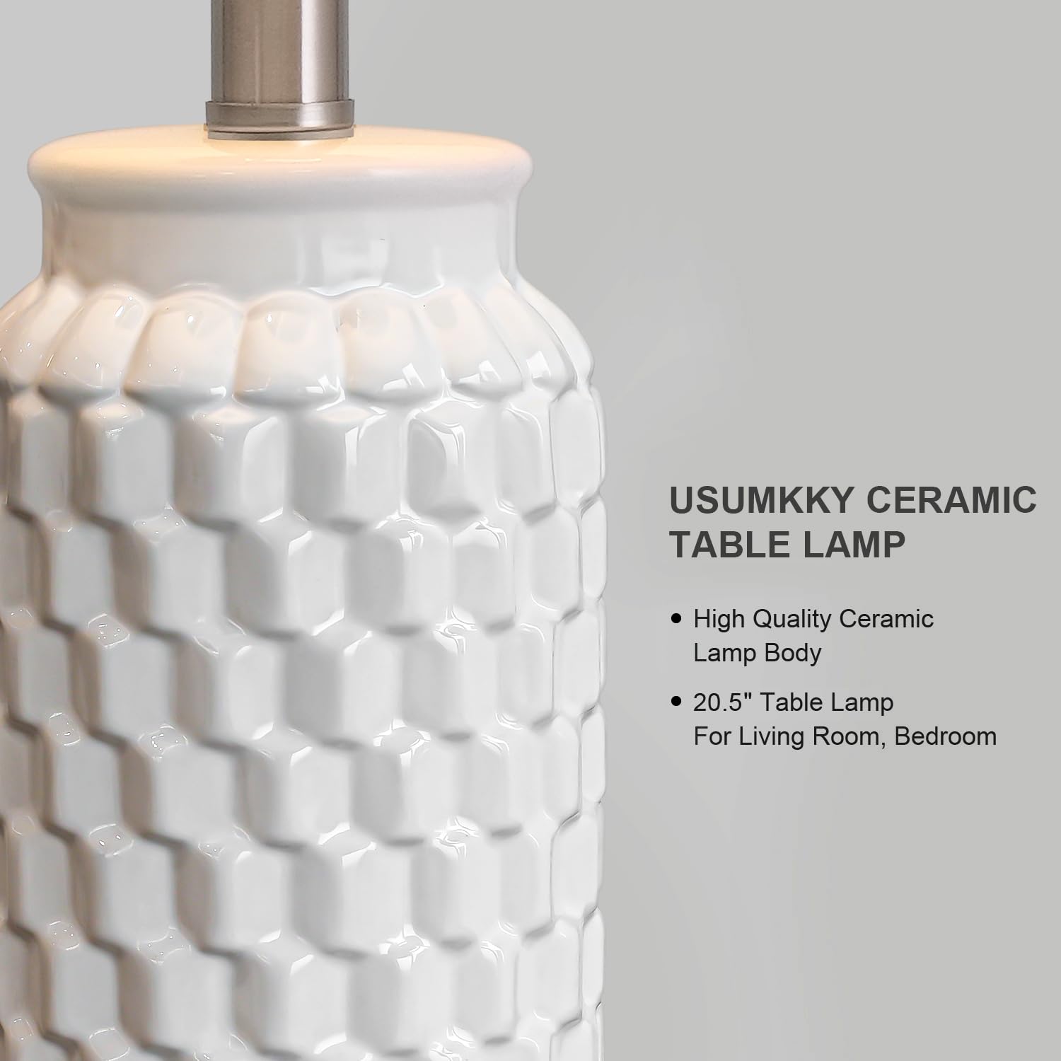 USumkky 20.5" Gold Modern Ceramic Bedside Lamp Set of 2 for Bedroom Decor Farmhouse Table Lamp for Living Room Office Dorm