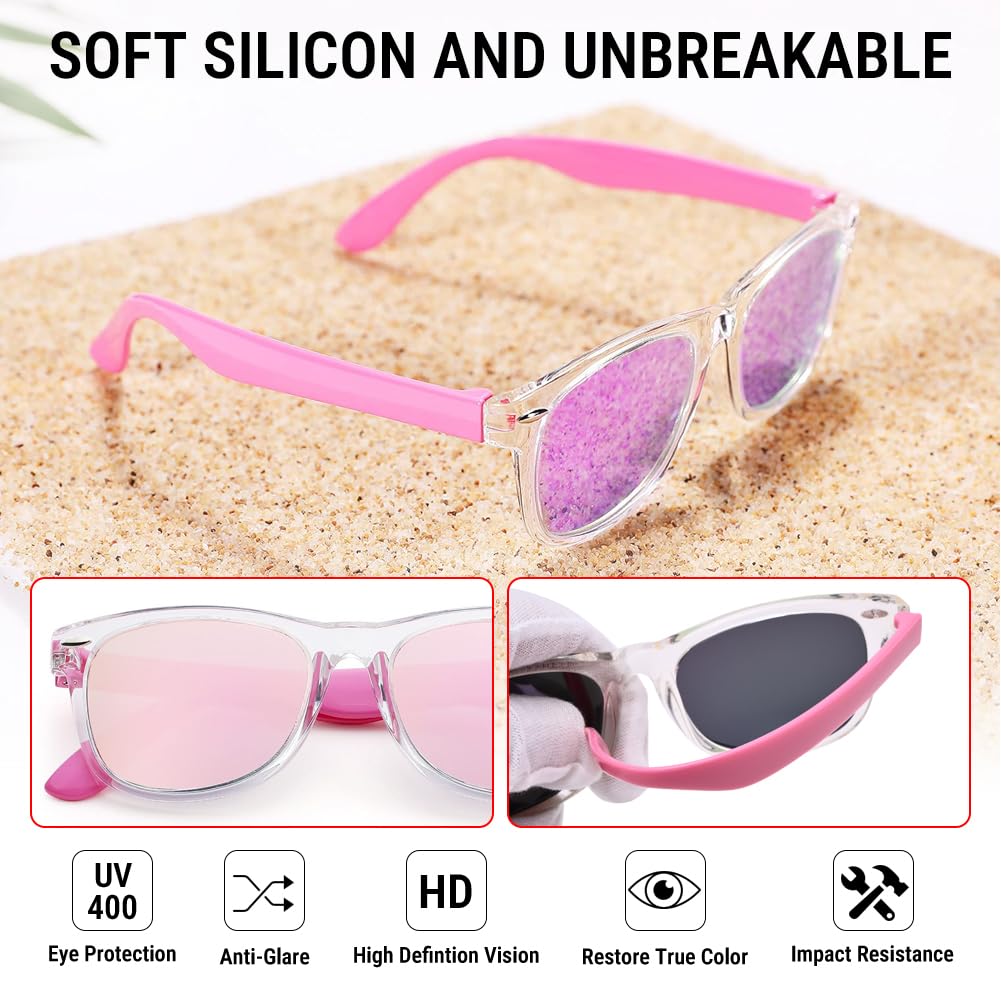 Pro Acme Kids Polarized Sunglasses, Flexible TPEE Frame Shades for Toddler Girls Boys, Ages 3-12