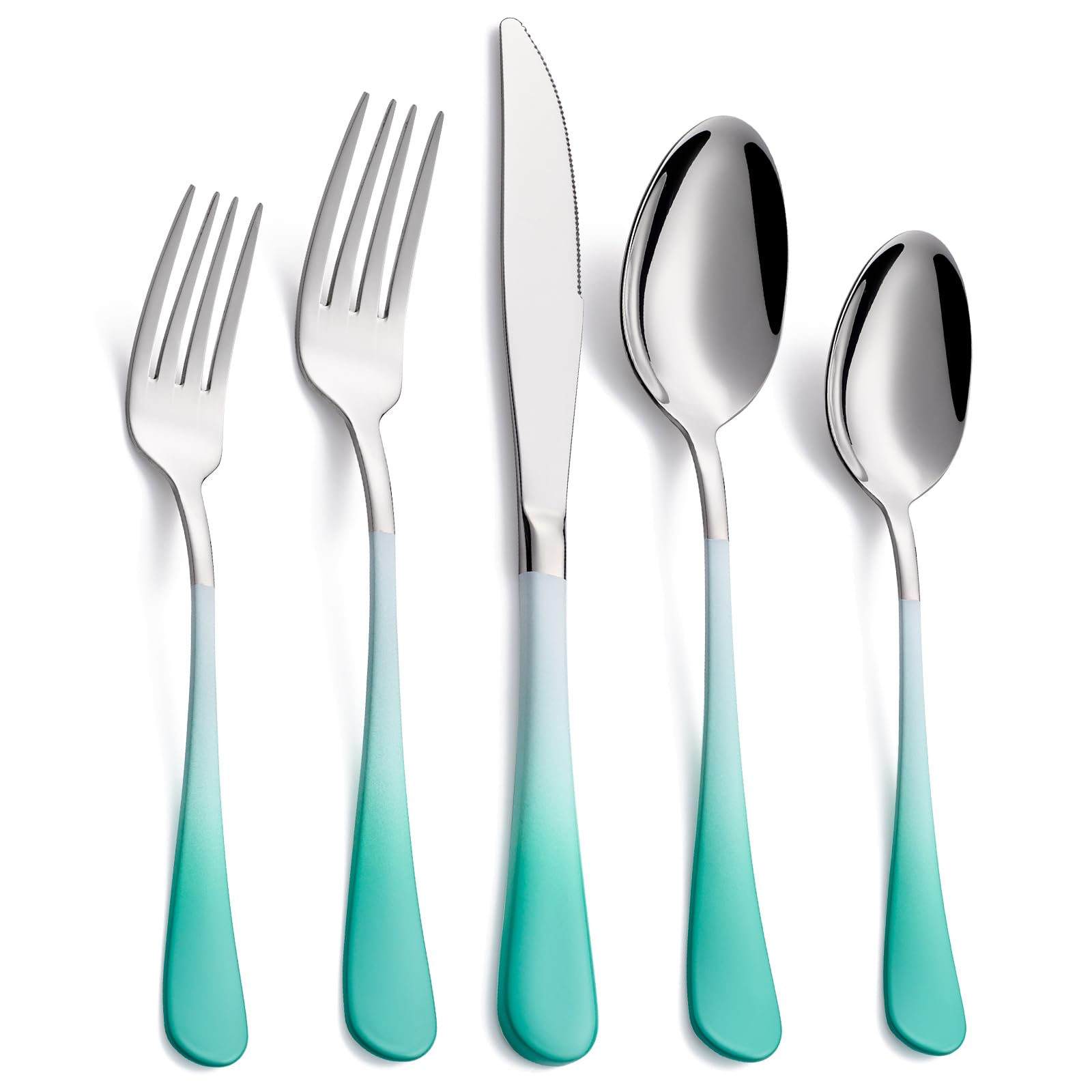 20-Pieces Blac and Pink Silverware Sets for 4,Pink Handle Stainless Steel Cutlery Set, Include Forks Spoons and Knives Set, Dishwasher Safe Utensil Sets for Home Restaurant