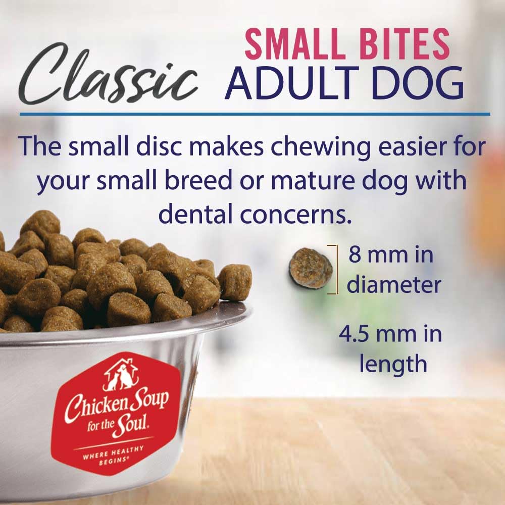 Chicken Soup for The Soul All Natural Premium Small Bites Adult Dry Dog Food, Real Meat First Ingredient, No by-Products, Supports Gut & Immune Health, Beef & Brown Rice, 13.5lb