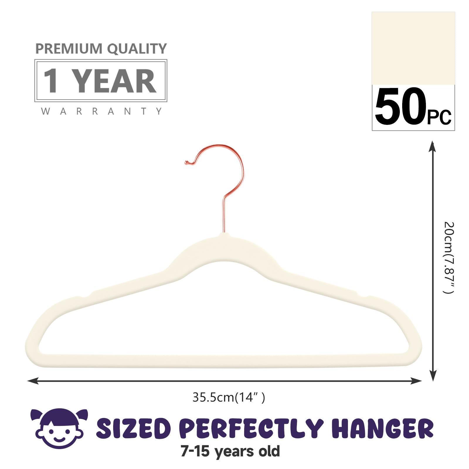 MIZGI Baby Velvet Hangers,Non-Slip Kids & Toddler Hangers,11.8 Inch Hangers for Baby Clothes,Pack of 50(Black/Black)