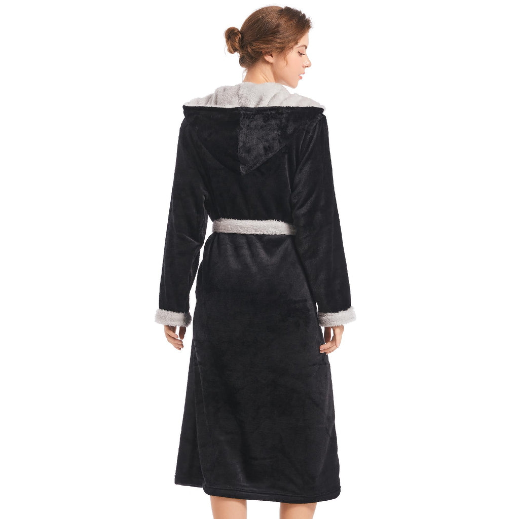 Inner Wish Women Hooded Plush Robe, Fleece Highly Absorbent Cozy Warm Bathrobe