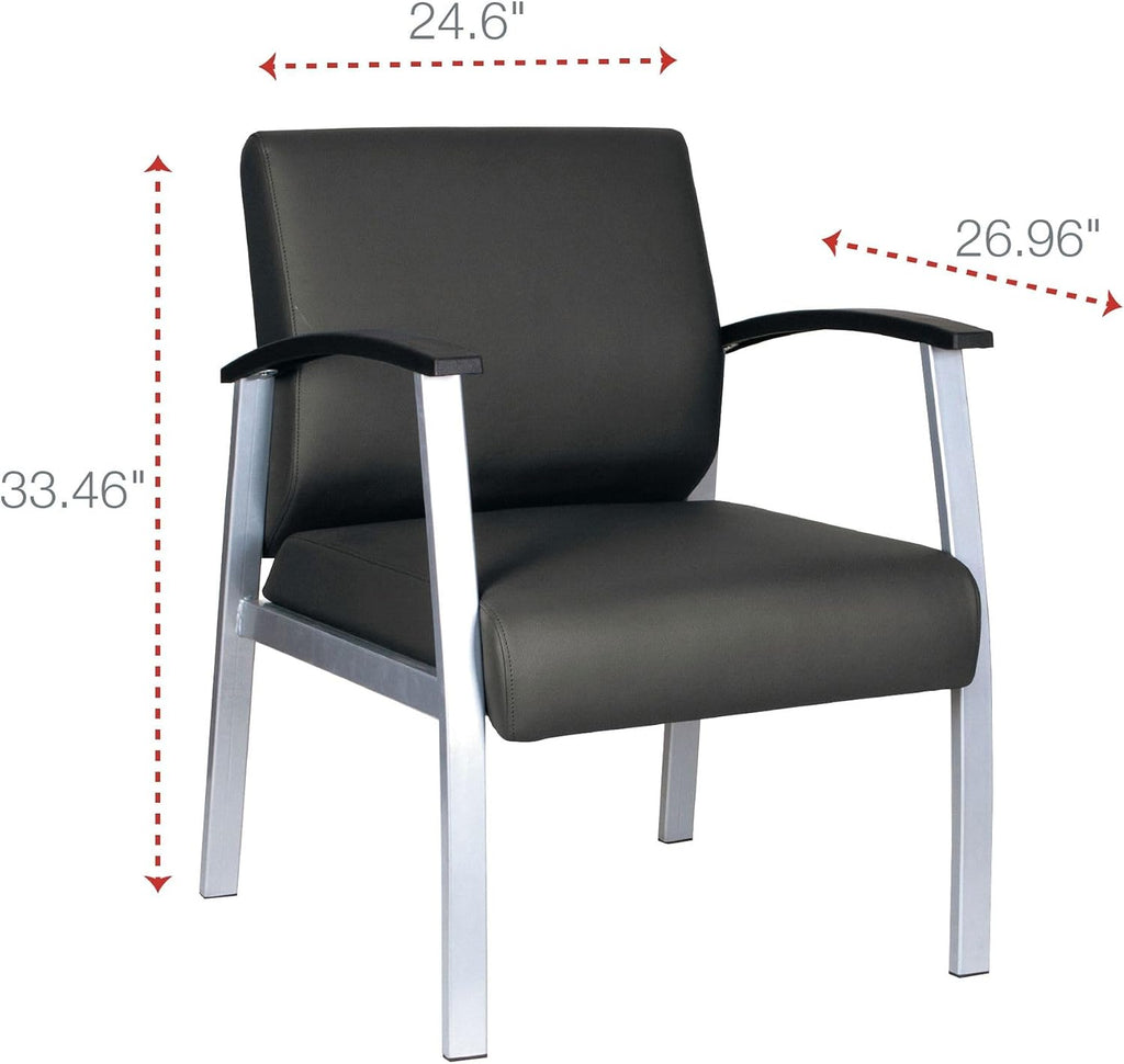 Alera Alera metaLounge Series Mid-Back Guest Chair, 24.6" x 26.96" x 33.46", Black Seat, Black Back, Silver Base