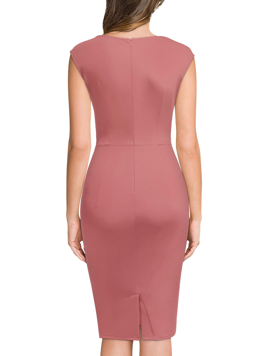 Miusol Women's Retro Ruffle Style Slim Work Pencil Dress