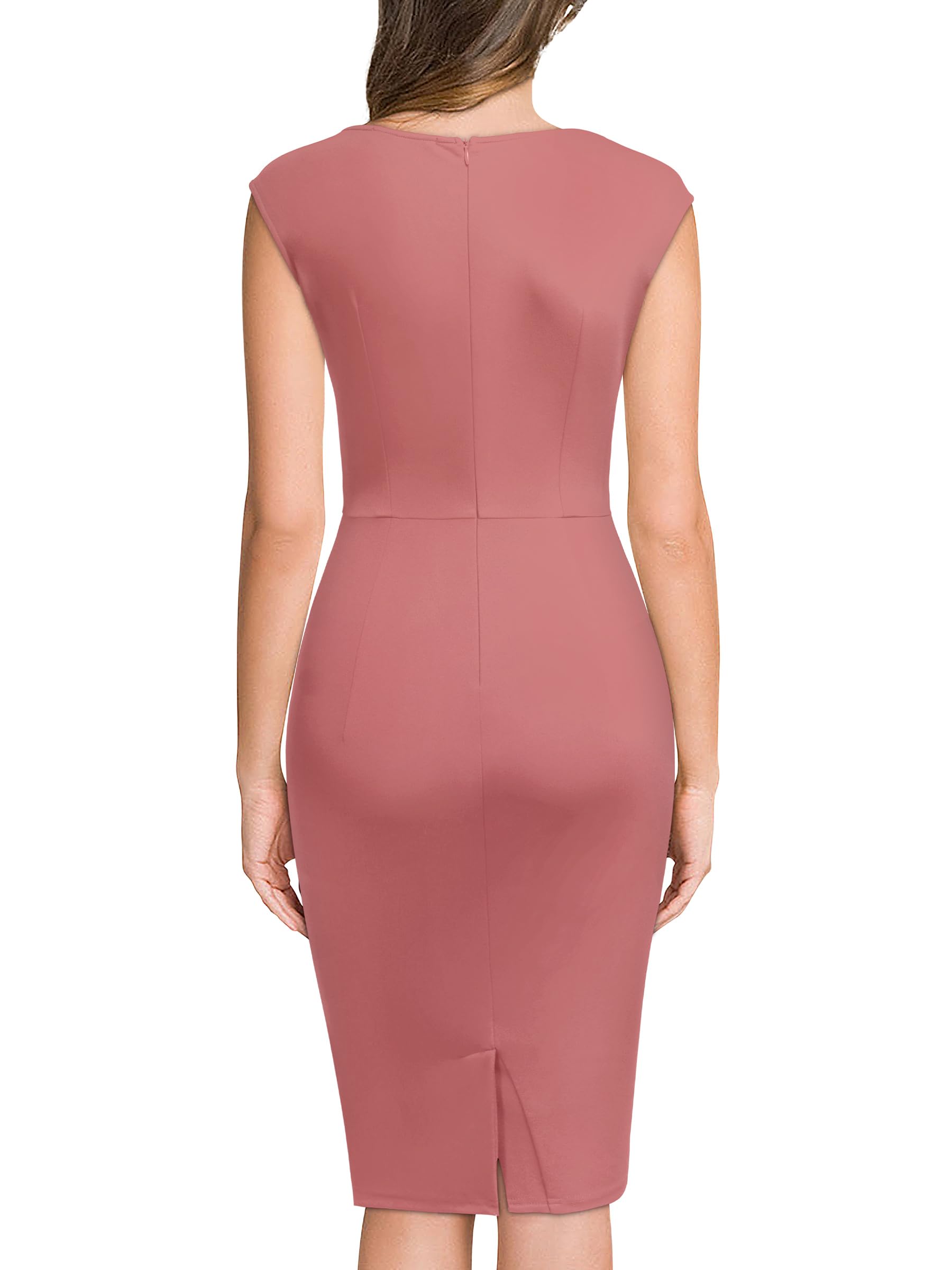Miusol Women's Retro Ruffle Style Slim Work Pencil Dress