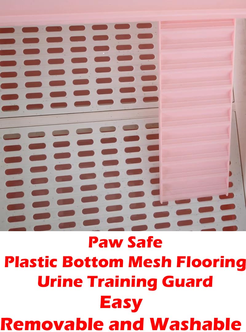 Deluxe 2-Level in/Outdoor Rabbit Hutch Cage for Ferret Squirrel Chinchilla Paw Safe Solid Platform Ramp Mesh Floor Pull Out Leakproof Easy Clean 2-Inch Deep Tray Large Access Doors Lockable Casters