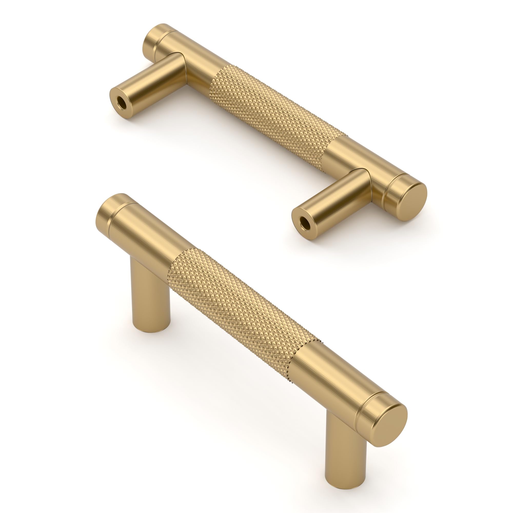 Asidrama 10 Pack 3 Inch(76mm) Matte Black and Champagne Bronze Cabinet Pulls Knurled Cabinet Handles Cupboard Handles Kitchen Cabinet Hardware for Cupboard Drawer Pulls