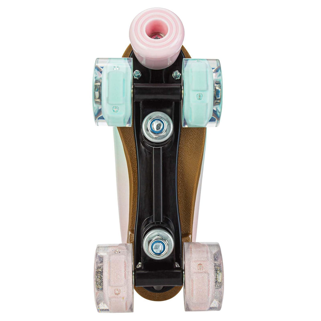 YYW Roller Skates for Girls and Women, Fantastic Gradient Pink and Green PU Leather Light Up Kids Youth Roller Skates, Indoor Outdoor