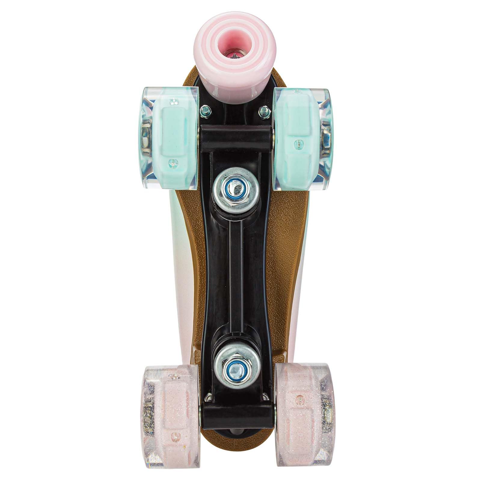 YYW Roller Skates for Girls and Women, Fantastic Gradient Pink and Green PU Leather Light Up Kids Youth Roller Skates, Indoor Outdoor