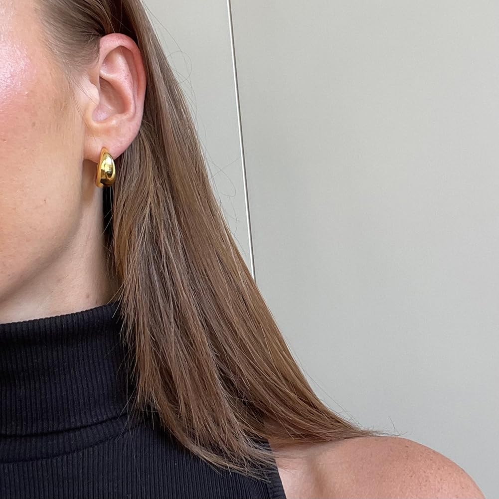 Obidos 14K Gold Plated Illusion Stud Earrings for Women | Triple Huggie Hoop Earrings for One Hole| Trendy Simple Hypoallergenic Fashion Accessories Gold Jewelry Gifts for Womens