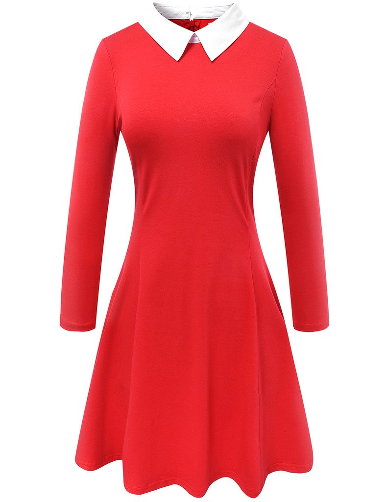 Aphratti Women's Long Sleeve Fall Dresses 2025 Casual Peter Pan Collar A Line Fit and Flare Skater Goth Dress