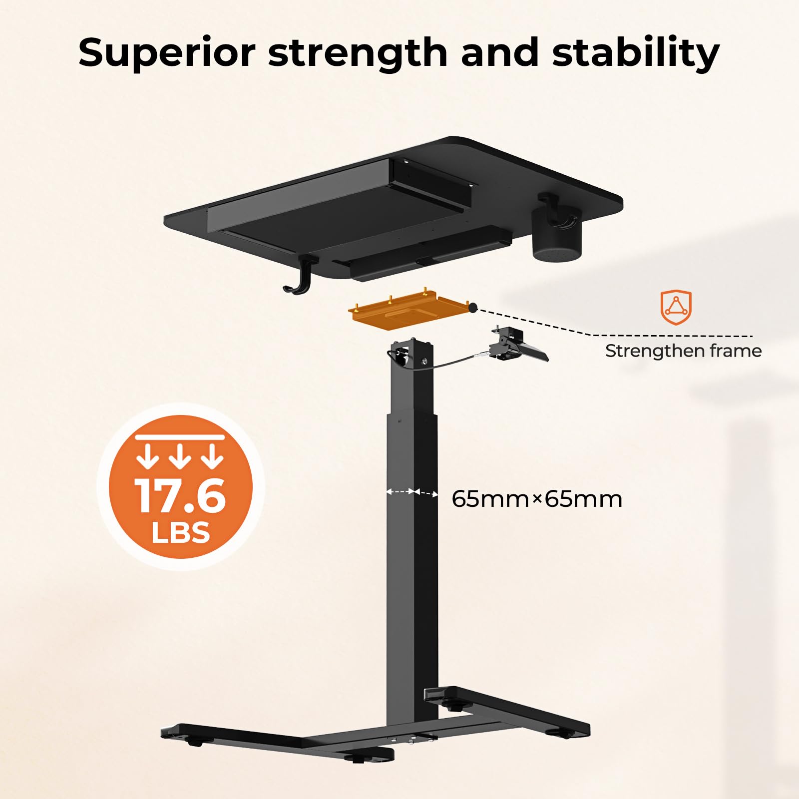 Small Mobile Standing Desk with Drawer, 23.6"x19.7" Rolling Laptop Cart on Wheels, Height Adjustable Sit Stand Computer Workstation with Storage for Compact Space, Black