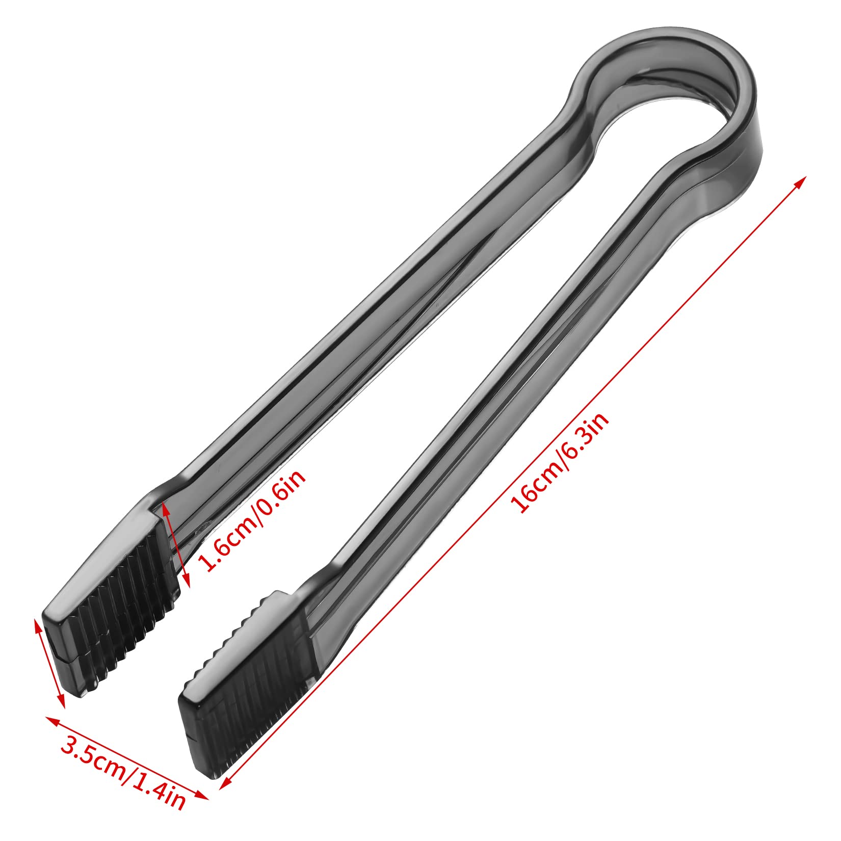 10 Pcs Plastic Buffet Serving Tongs, Clear Kitchen Tongs Mini Serving Utensil Tongs for Food Ice Salad Buffet Barbecue Cookies, 6.3 Inches