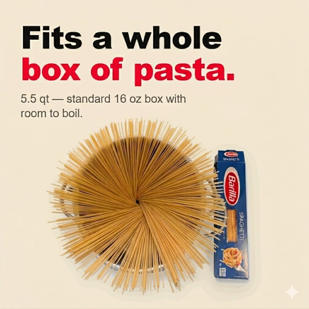Cooler Concepts Pasta Pot with Strainer Lid - 5.5 Quart Large Spaghetti Pot - Twist & Lock for Easy Drain & No Colander Or Strainer Basket Insert Needed - Dishwasher Safe Pots