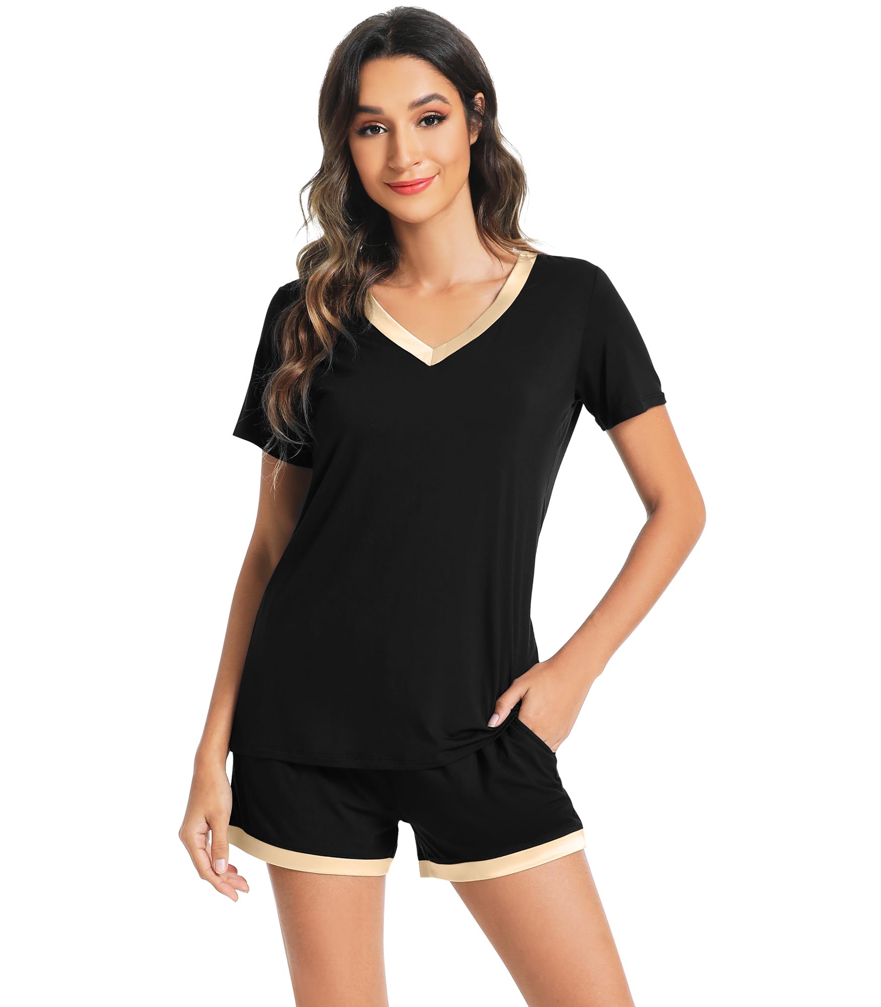WiWi Viscose from Bamboo Pajamas Set for Women Super Soft Short Sleeve Cooling Summer Plus Size Pjs Sets Sleepwear S-4X