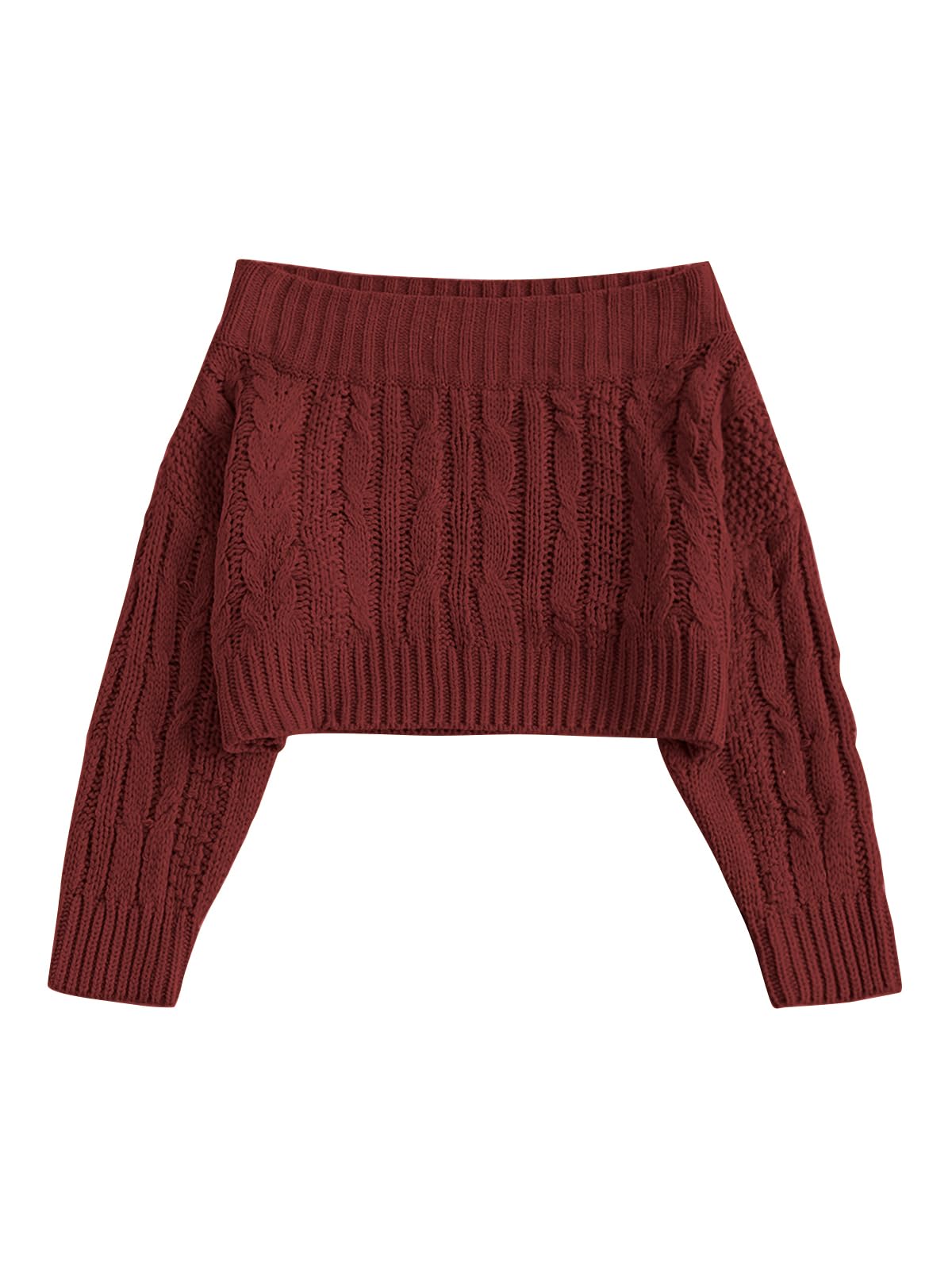 ZAFUL Women V Neck Button Knit Crop Sweaters Batwing Sleeve V Back Ribbed Hem Pullover Sweater