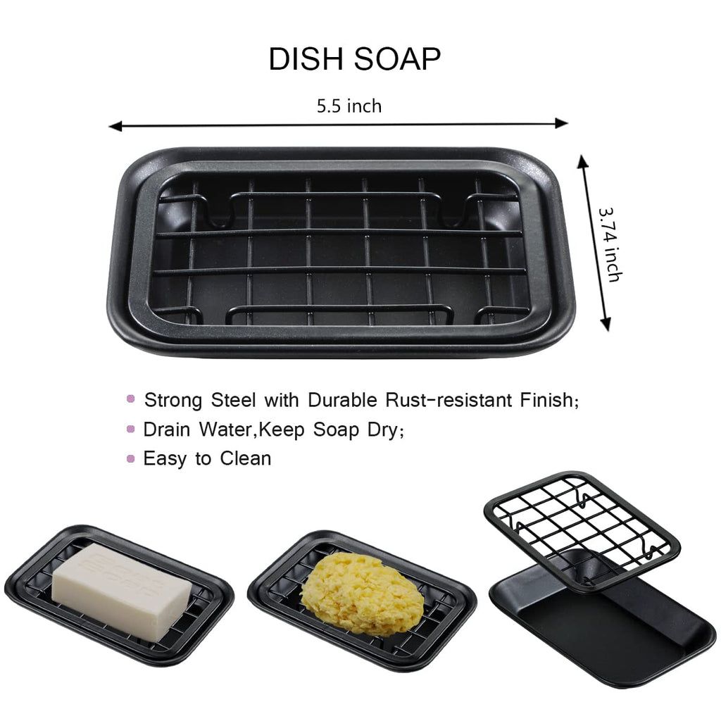 SheeChung 6Pcs Mason Jars Bathroom Accessories Set Complete - Toothbrush Holder, Lotion Soap Dispenser, 2 Mason Jars, Soap Dish, Toilet Paper Basket, Rustic Farmhouse Decor (Black, 6Pcs Bathroom Set)