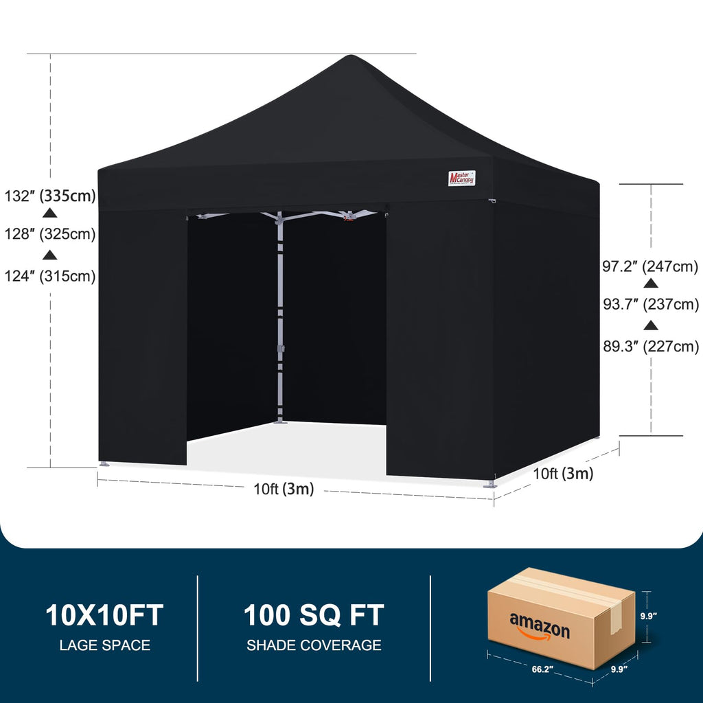 MASTERCANOPY 10x10 Premium Heavy Duty Pop Up Commercial Instant Canopy with Sidewalls(10x10 Blue)