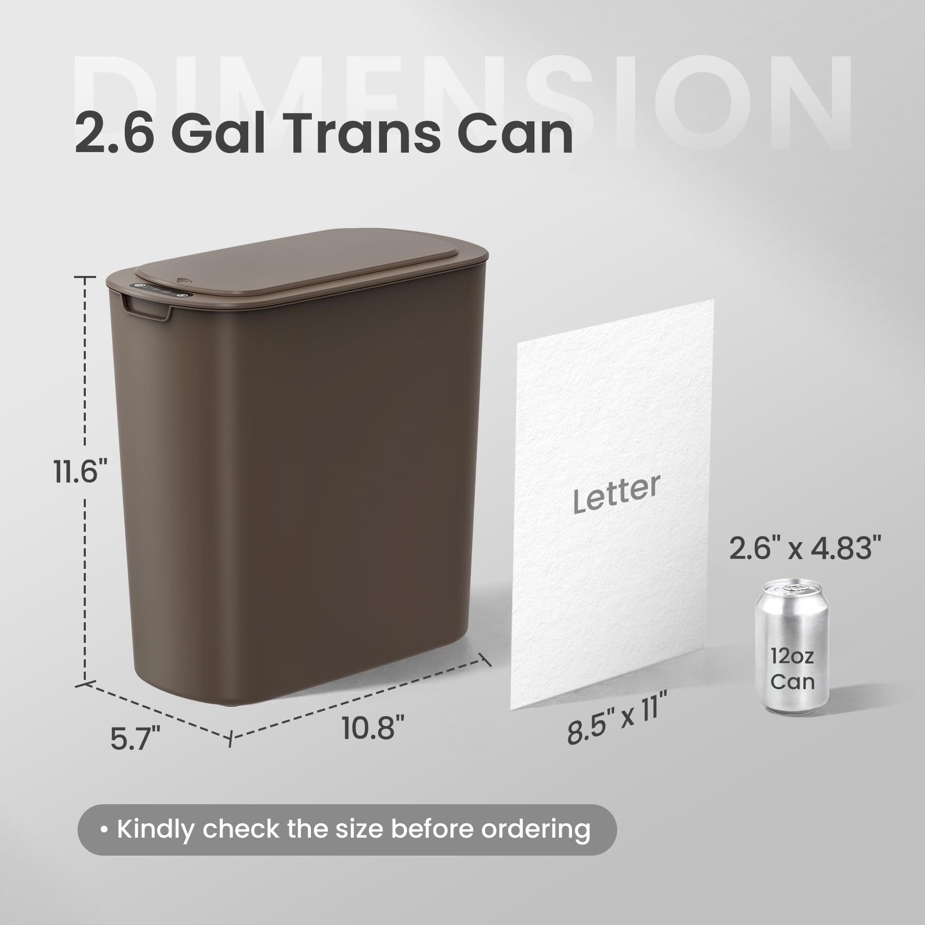 Cesun Automatic Motion Sensor Black Bathroom Trash Can with Lid, 2.6 Gallon Touchless Trash Bin, Smart Plastic Slim Garbage Can Small Wastebasket for Toilet, Office, rv, Bedroom, Living Room