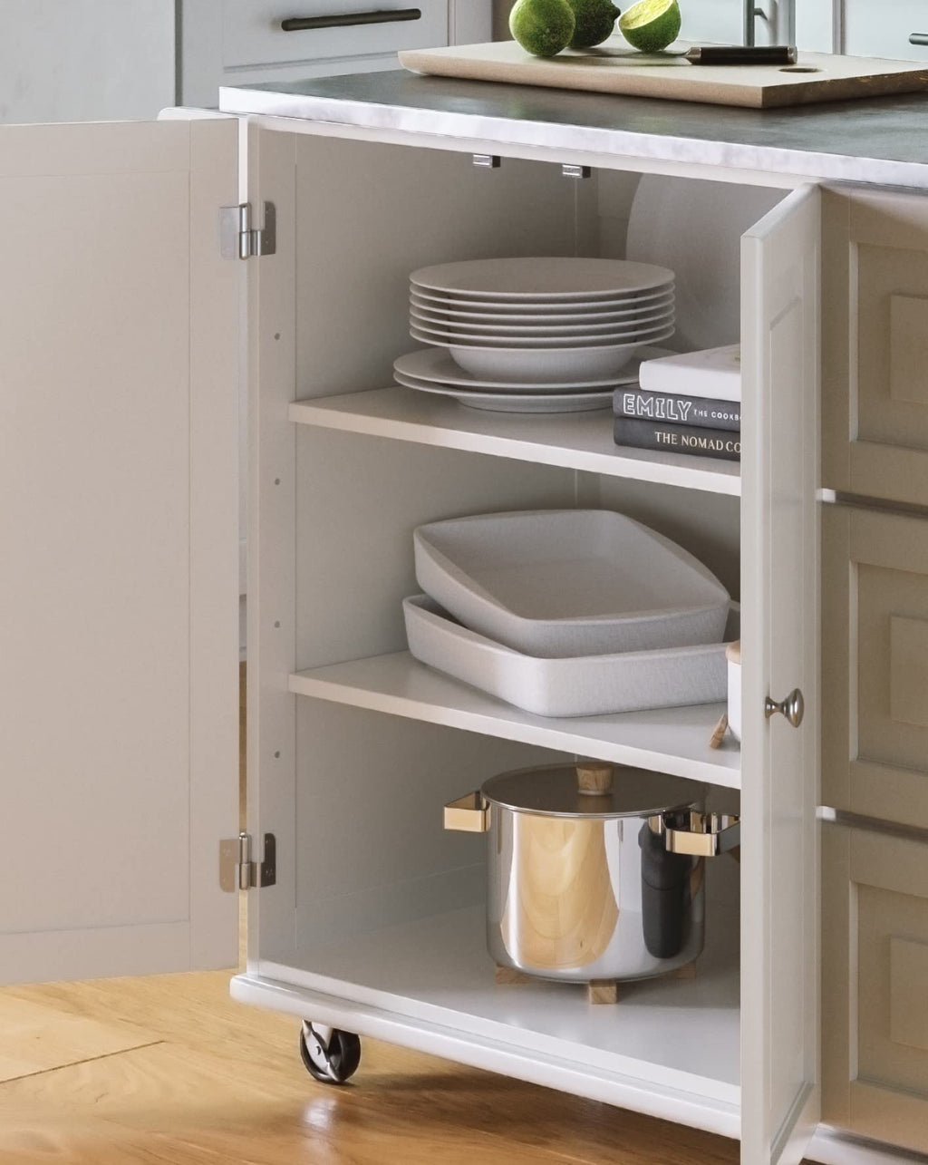 Homestyles Mobile Kitchen Island Cart with Stainless Steel Top, Blue