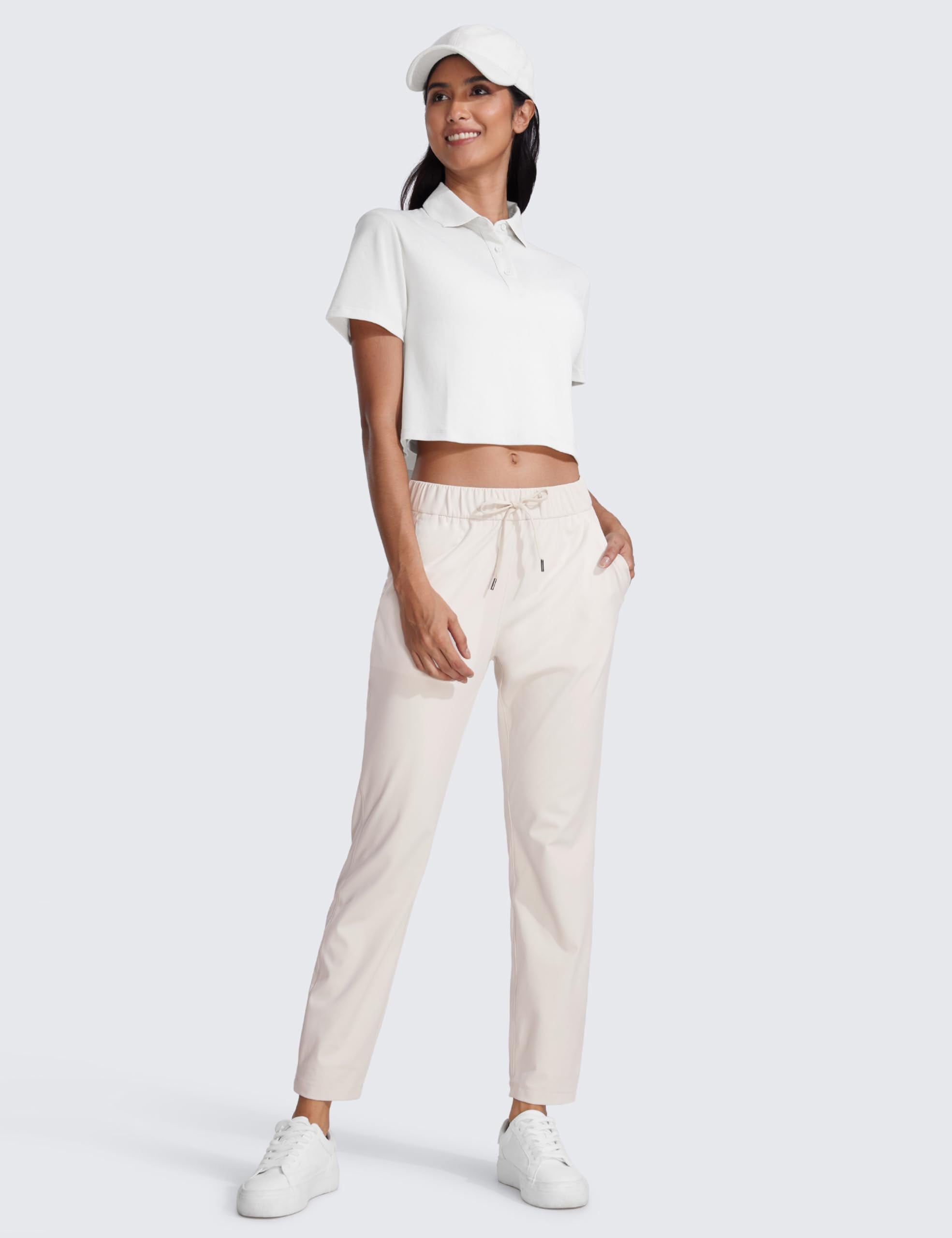 CRZ YOGA 4-Way Stretch Ankle Golf Pants for Women 27" - Casual Dress Work 7/8 Sweatpants with Pockets