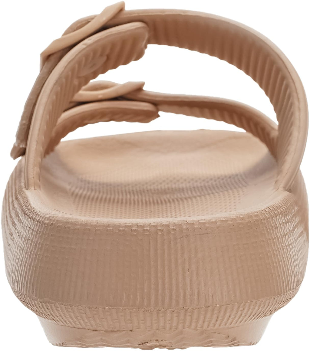 WHITIN Slides for Women Men Double Buckle Adjustable Thick Sole Pillow Slippers Bathroom Sandals