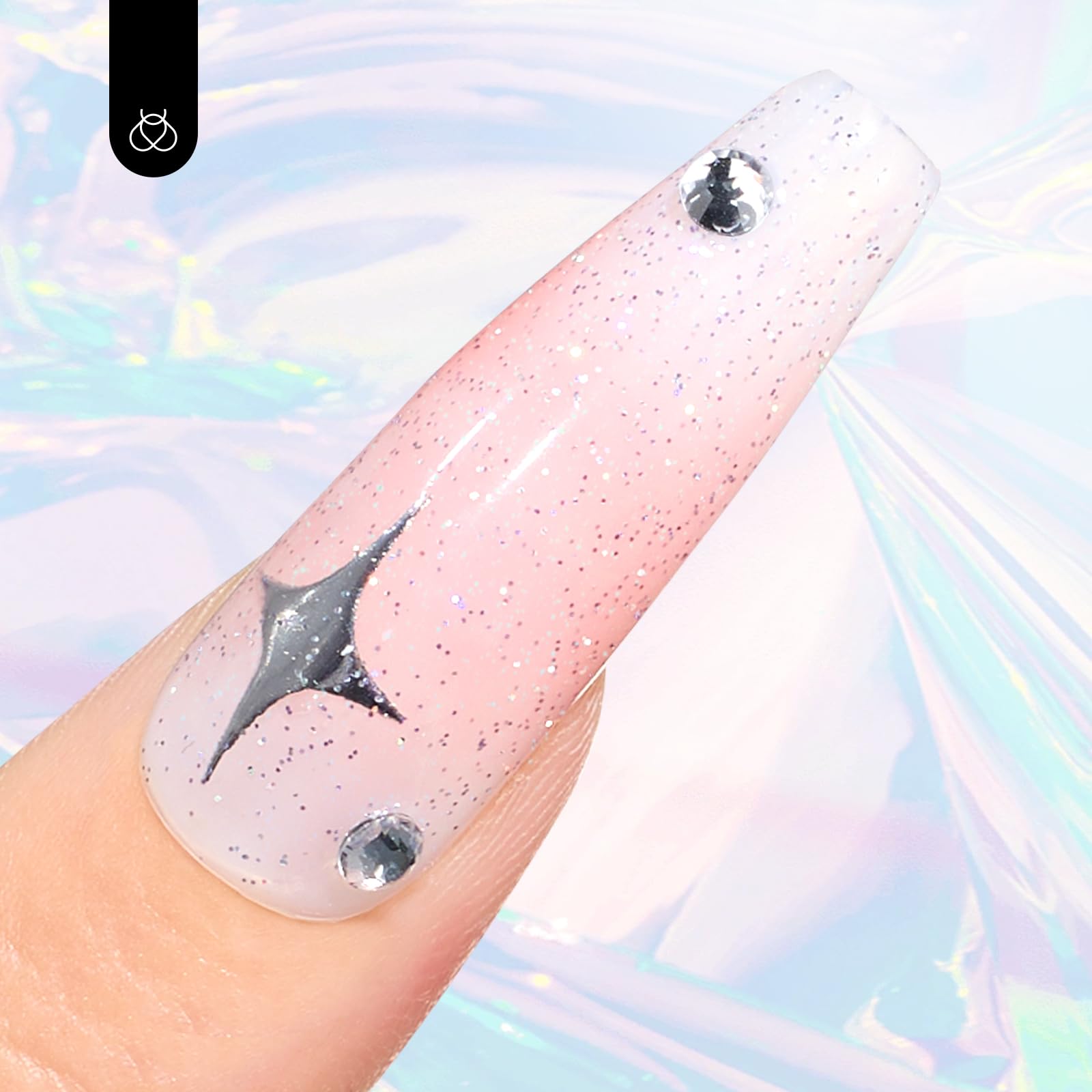 Beetles Heart Gel Top Coat 15ml - Hema Free Glitter Shine No Wipe Top Coat Long-Lasting for Gel Polish, Pink Heart Sparkle Soak Off UV LED Gift for Women